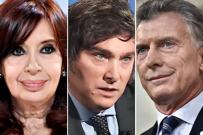 cristina-kirchner-javier-milei-y-mauricio-JR6AII6GFZGXVOXD425MG2JSXQ